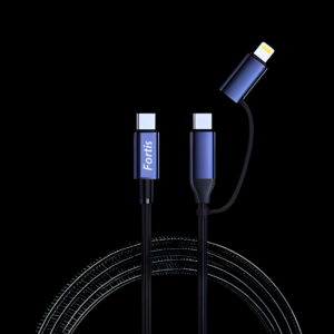 Fortis 2-in-1  Removable Type-C to Type-C & Lightning 3A Fast Charging Cable